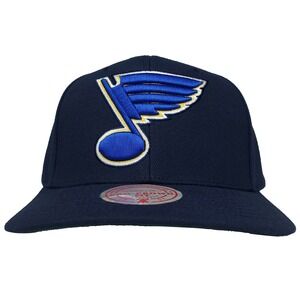St. Louis Blues Mitchell & Ness‎ NHL Pro Fit Snapback Hat Cap 3D Logo Navy NWT